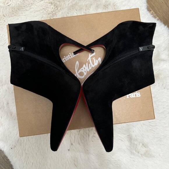Christian Louboutin Gorgona 100 Veau Velours Black Bootie Size 38 - Picture 5 of 16